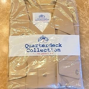 DSCP Quarterdeck Collection Men's Khaki Short-sleeved Military Shirt,XL Athletic